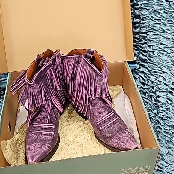ROPER FRINGE BOOT- PURPLE 7.5 NEW - Picture 2 of 16